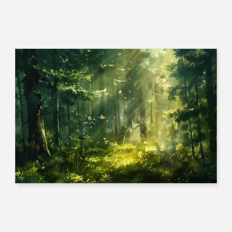 Poster Illustration Paysage de Forêt Poster 30 x 20 cm
