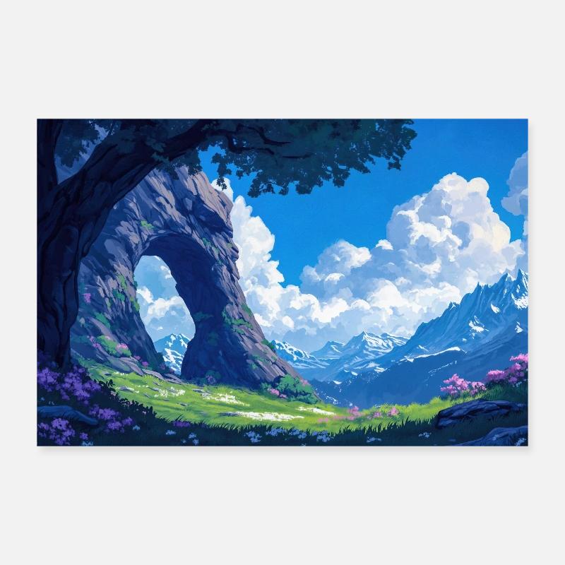 Poster Illustration Paysage de Montagne Poster 30 x 20 cm