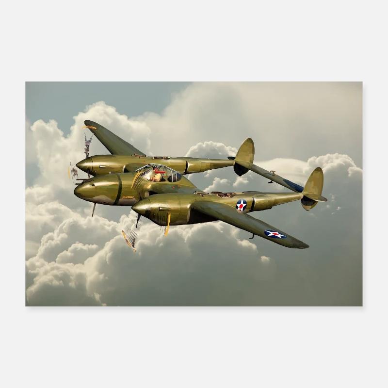 P-38 Lightning Poster 30x20 cm