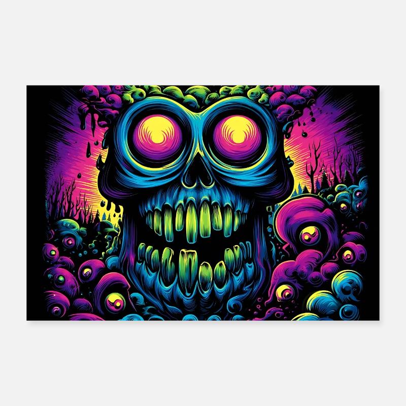 Glühender psychedelischer Schädel Poster 30x20 cm