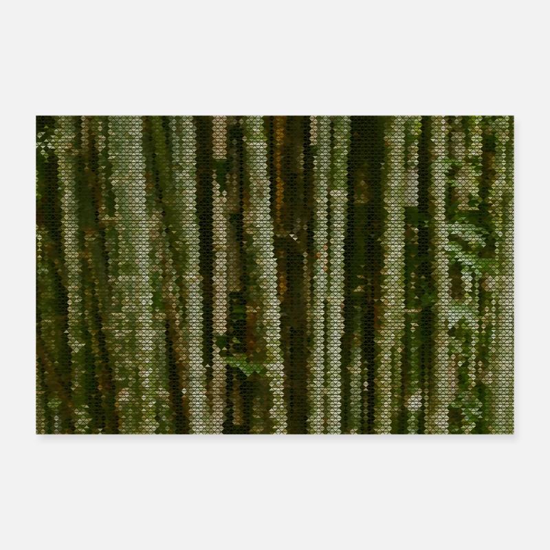 Forest Camouflage Grid Pattern Poster 12" x 8" (30x20 cm)