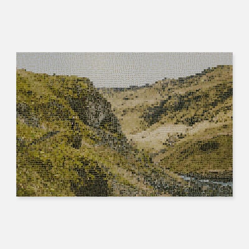 Desert River Valley Landscape Poster 12" x 8" (30x20 cm)