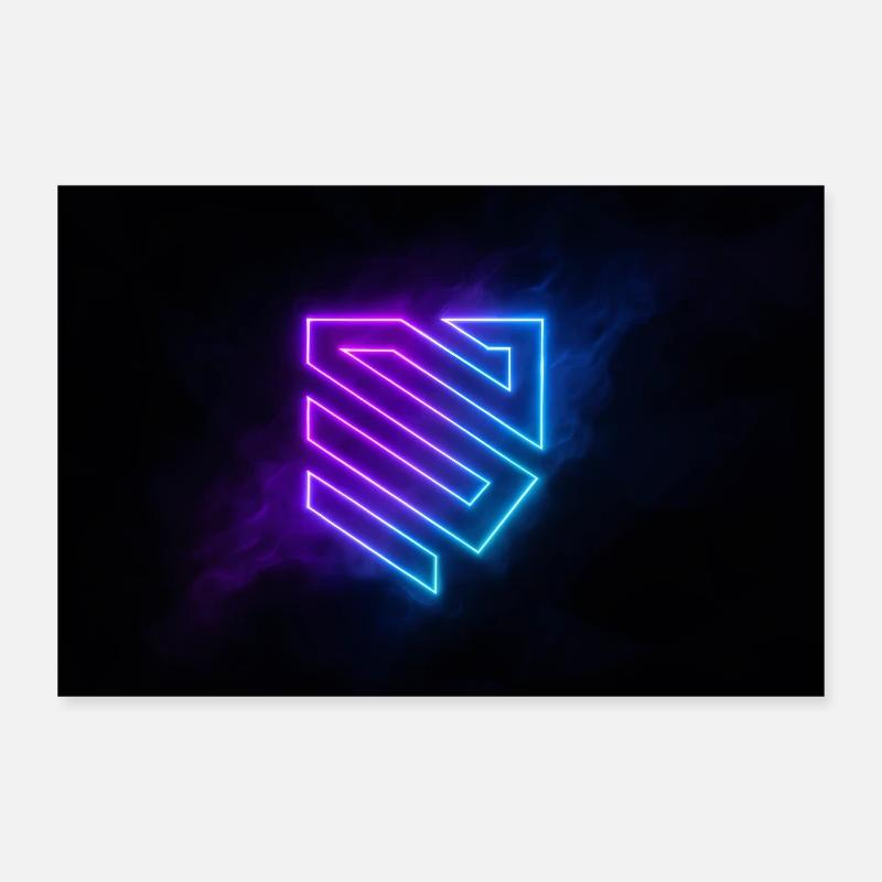Neon Geometric Shield Poster 12" x 8" (30x20 cm)