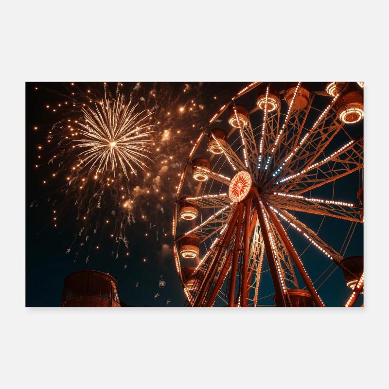 Mer de lumières sur la grande roue Poster 30 x 20 cm