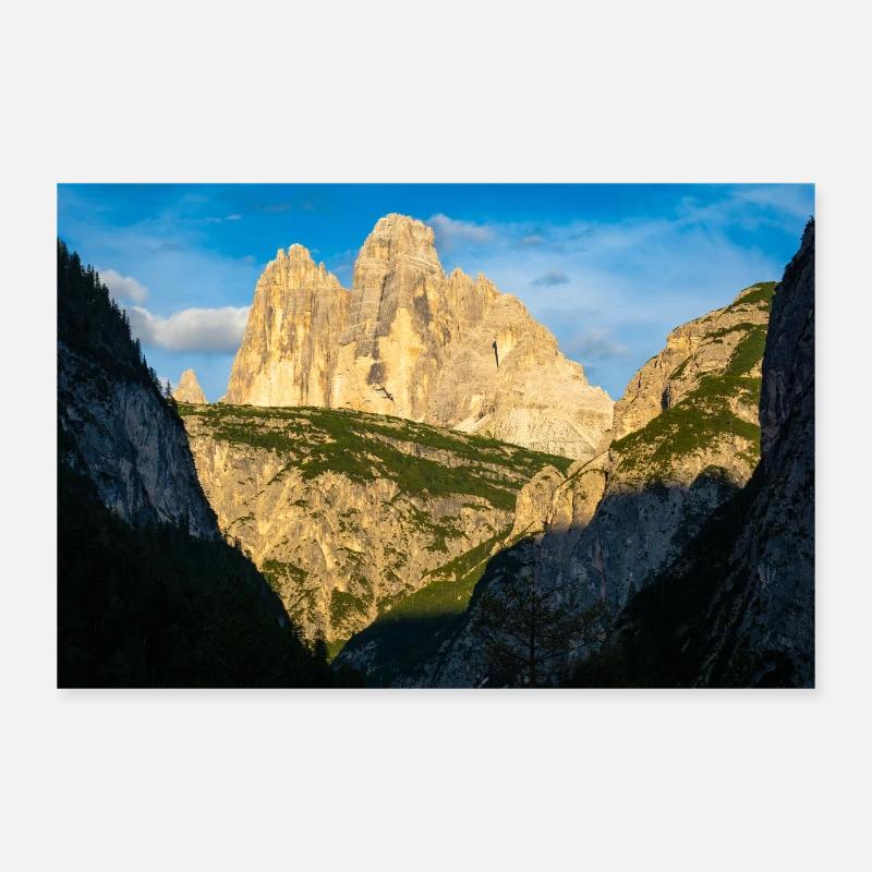 Three Peaks in the evening light Poster 12" x 8" (30x20 cm)