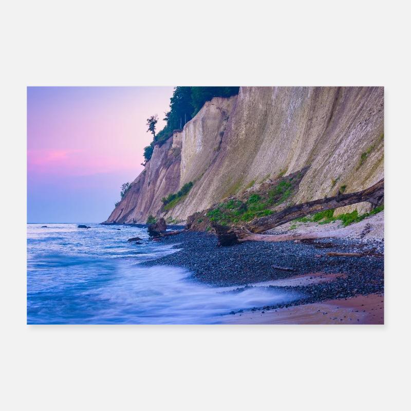 La côte de craie sur l’île de Rügen le soir Poster 30 x 20 cm