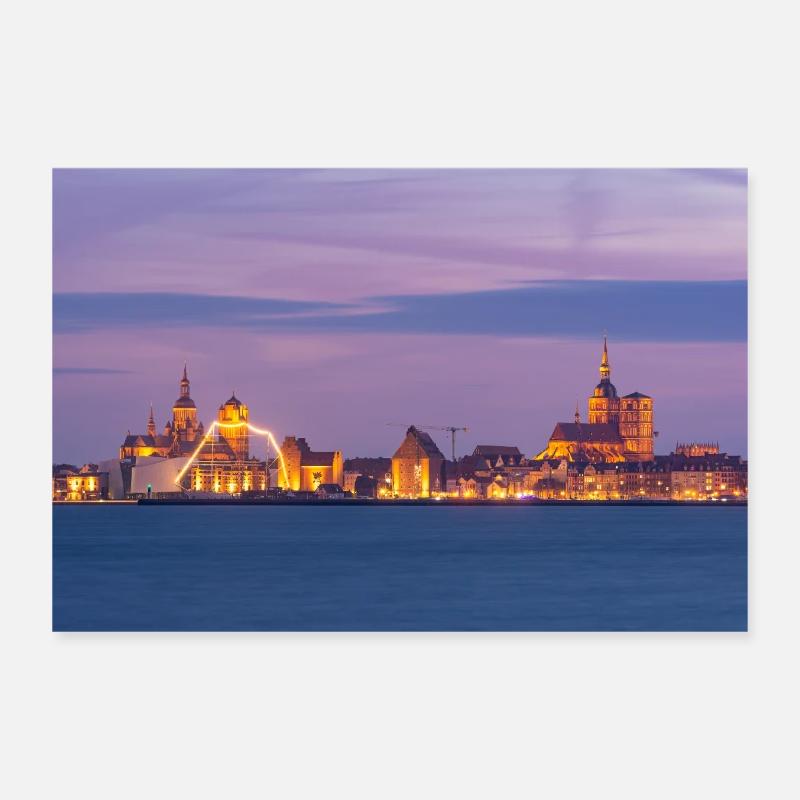 Stralsund am Abend Poster 30x20 cm