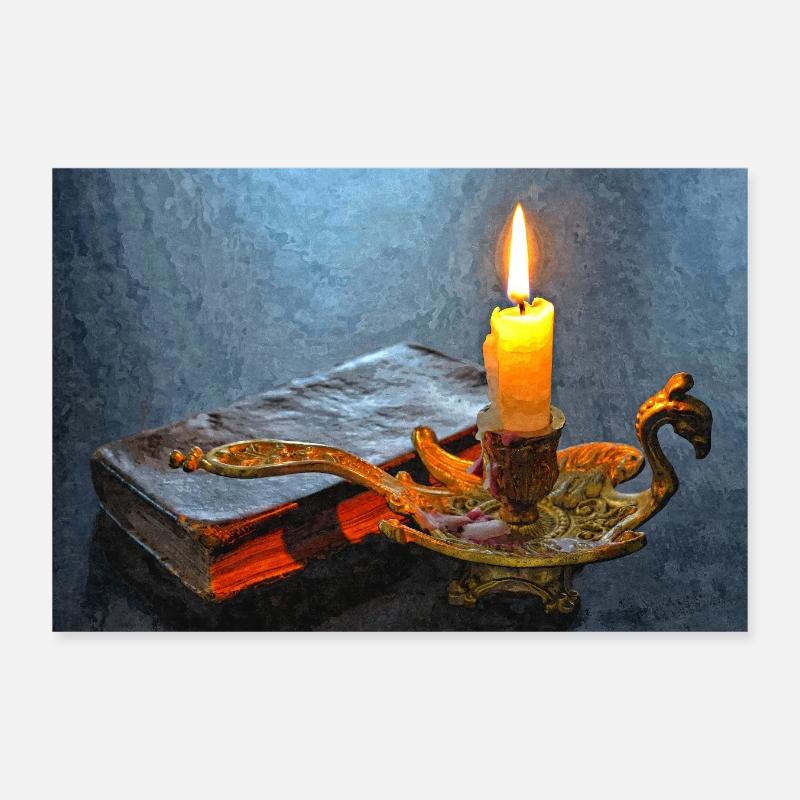 Aura antiquaire éclairée à la chandelle Poster 30 x 20 cm