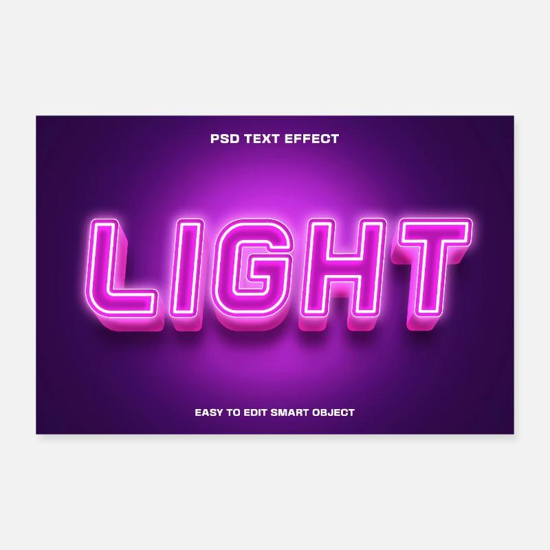 Neonlicht Light Schriftzug - Poster 30x20 cm - Weiß