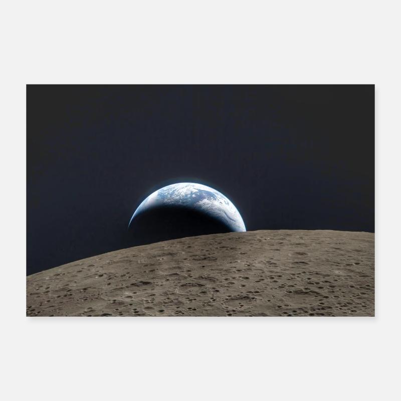 Terre sur la surface lunaire Poster 30 x 20 cm