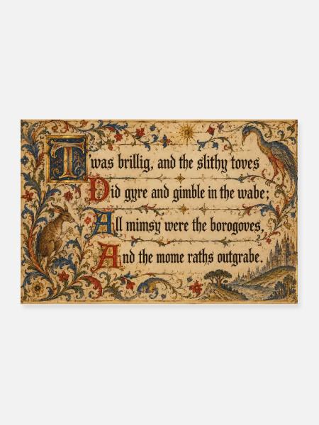 Mittelalterlicher Illumined Jabberwocky - Poster 30x20 cm - Weiß - Vorne