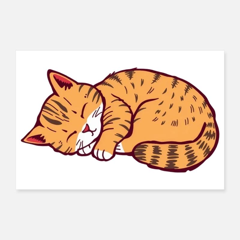 sleeping cat kitten tiger cat Poster 12" x 8" (30x20 cm)