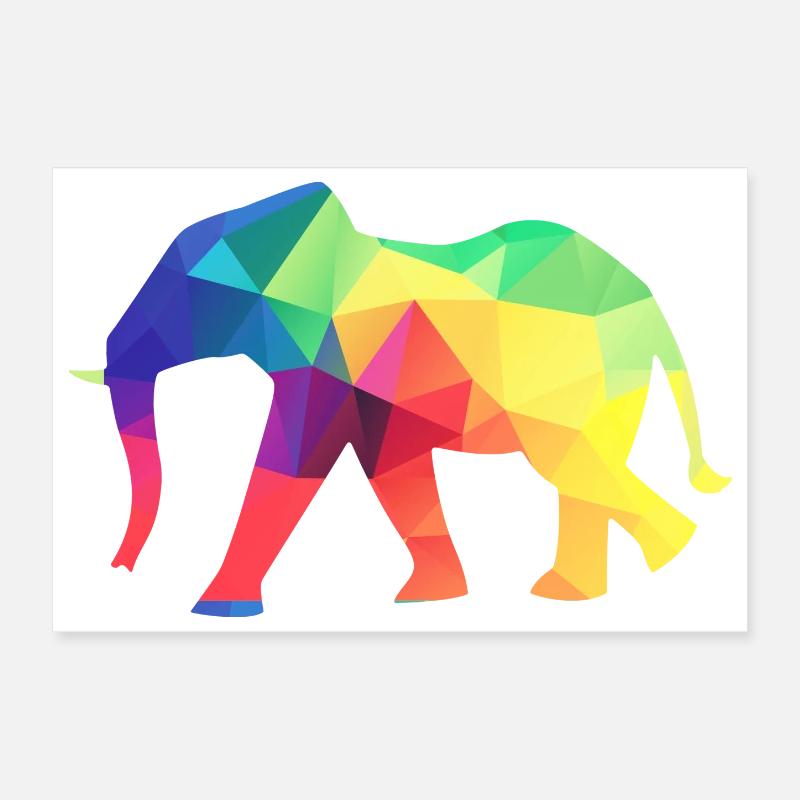 Bunter Elefant - Poster 30x20 cm - Weiß