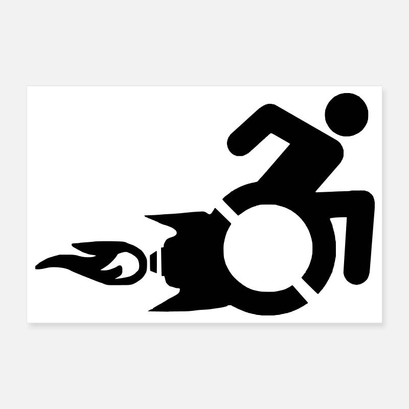 Utilisateur de fauteuil roulant avec propulsion par fusée # Poster 30 x 20 cm