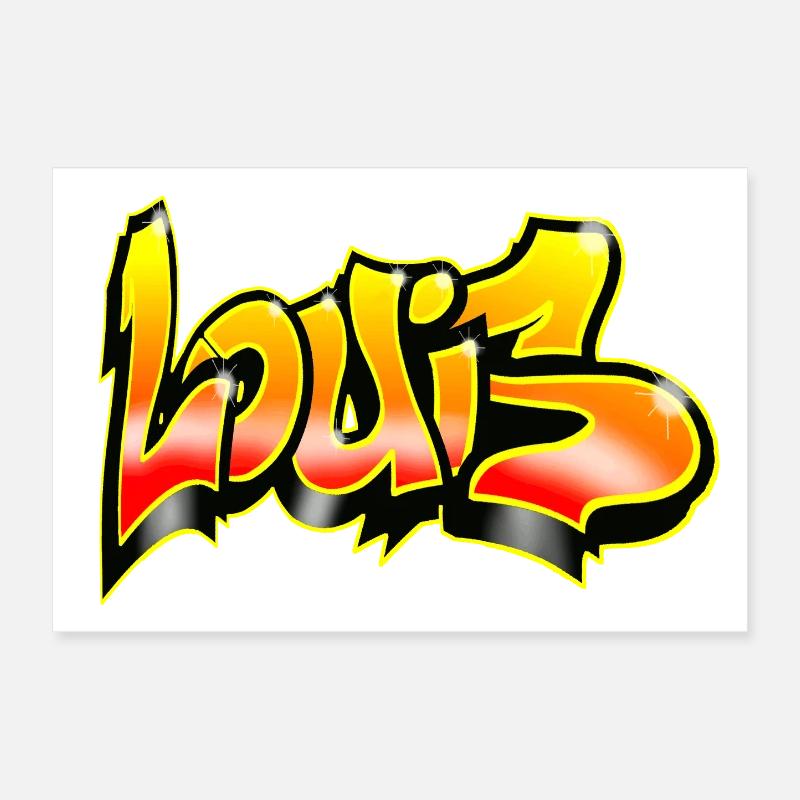 Louis Graffiti Gelb Rot Poster 30x20 cm
