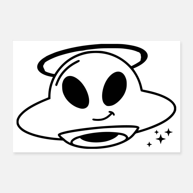 Cute Alien Head Kawaii Vector Poster 12" x 8" (30x20 cm)