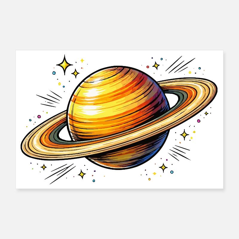 Planet Saturn Poster 12" x 8" (30x20 cm)