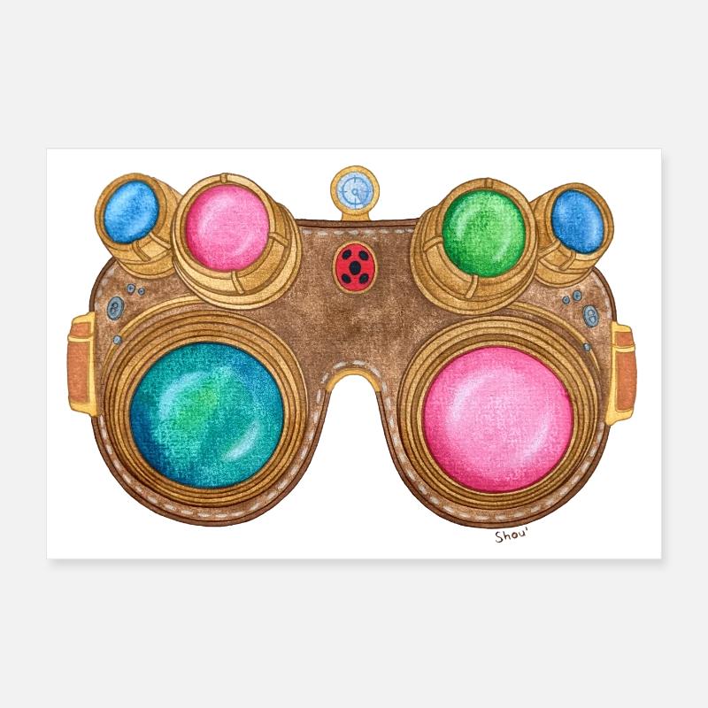 Rainbow Steampunk Glasses Poster 12" x 8" (30x20 cm)