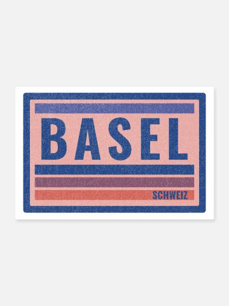 Basel Schweiz Vintage Design Blau - Poster 30x20 cm - Weiß - Vorne
