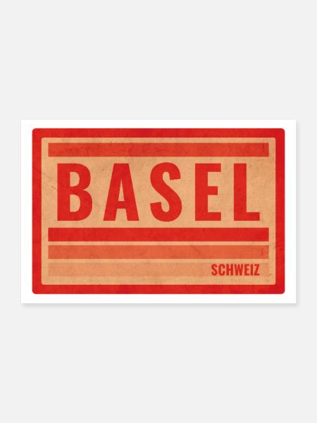 Basel Schweiz Vintage Design Rot - Poster 30x20 cm - Weiß - Vorne