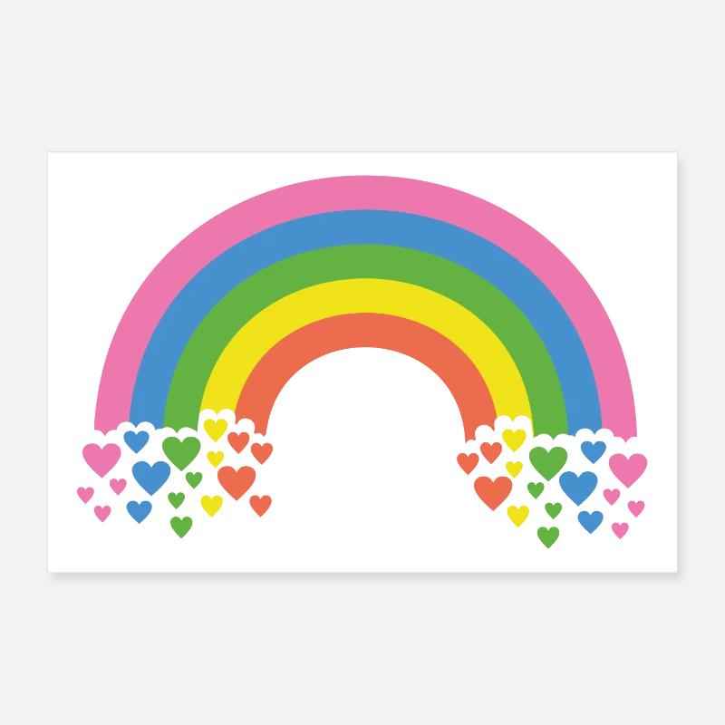 Rainbow with hearts Poster 12" x 8" (30x20 cm)