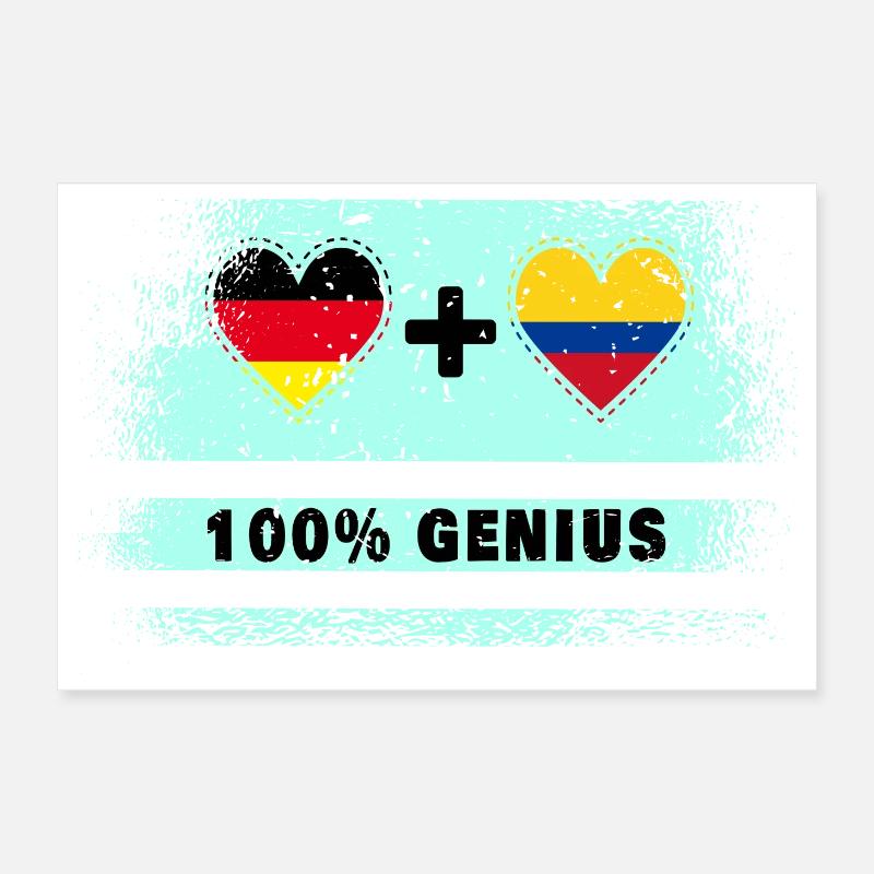 Germany and Colombia 100% Ingenious / Gift Poster 12" x 8" (30x20 cm)
