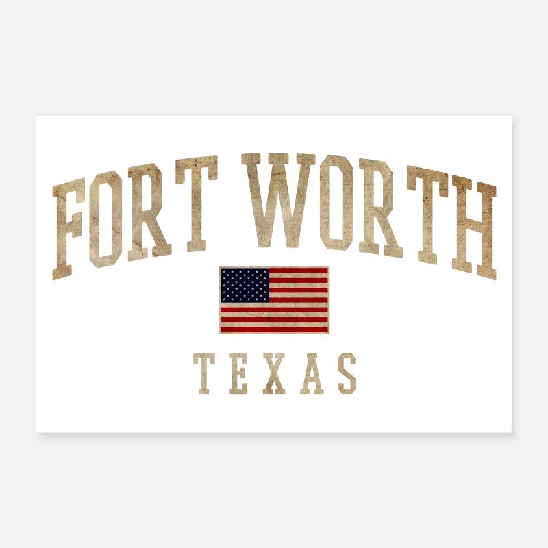 Fort Worth Texas Rustik Flaggen Poster 30x20 cm