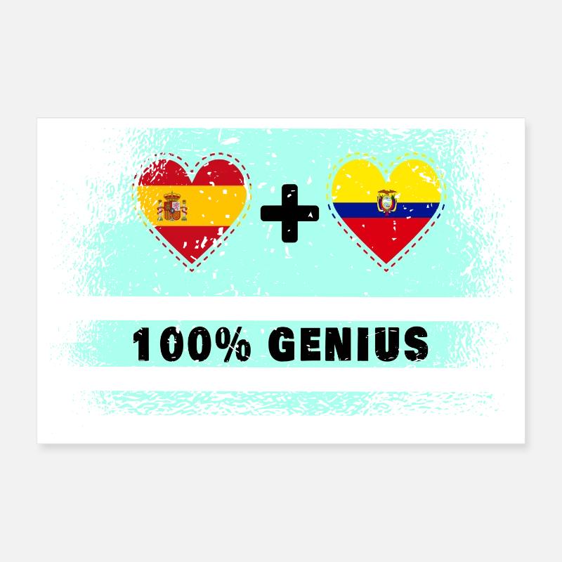 Spain and Ecuador flag 100% genius Poster 12" x 8" (30x20 cm)