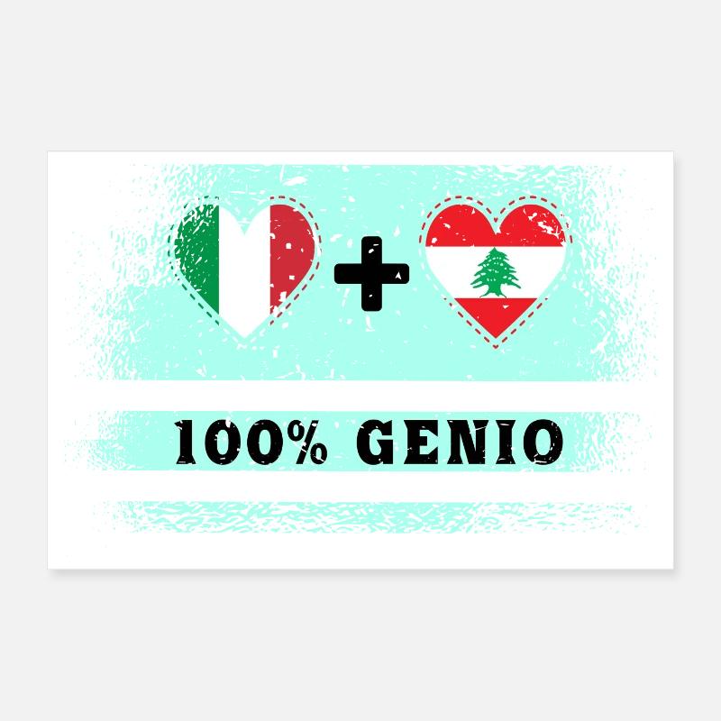 Italie et Liban 100% drapeau de génie Poster 30 x 20 cm