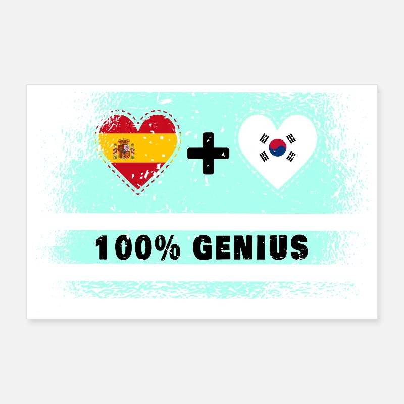 L’Espagne et la Corée du Sud 100% drapeau génie Poster 30 x 20 cm
