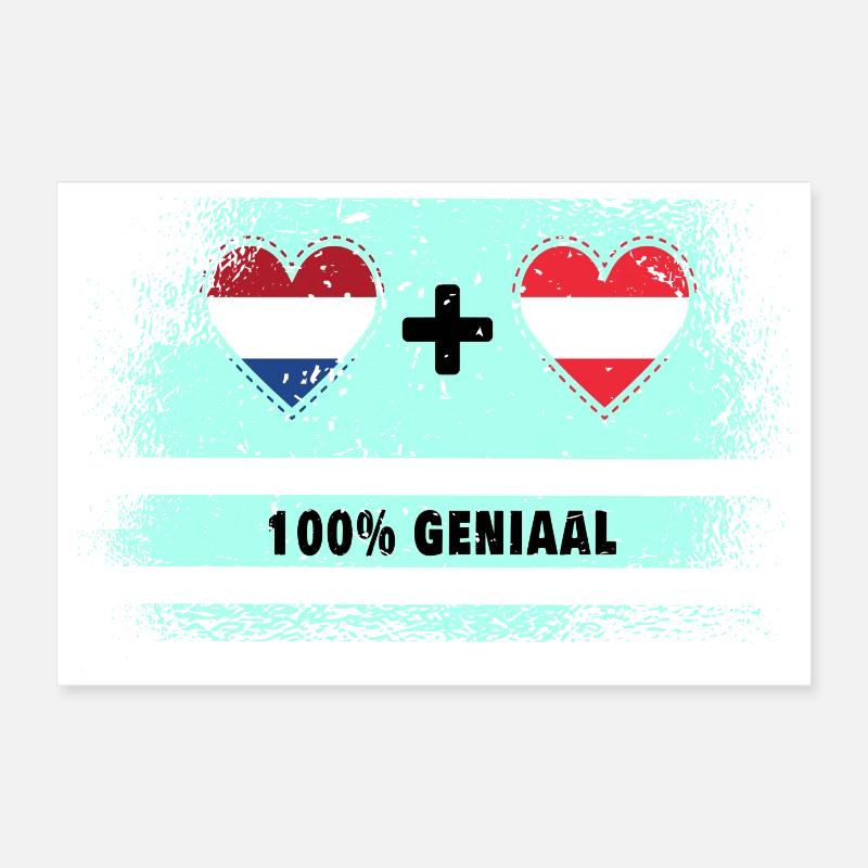 Autriche et Pays-Bas 100% Genius flag Poster 30 x 20 cm