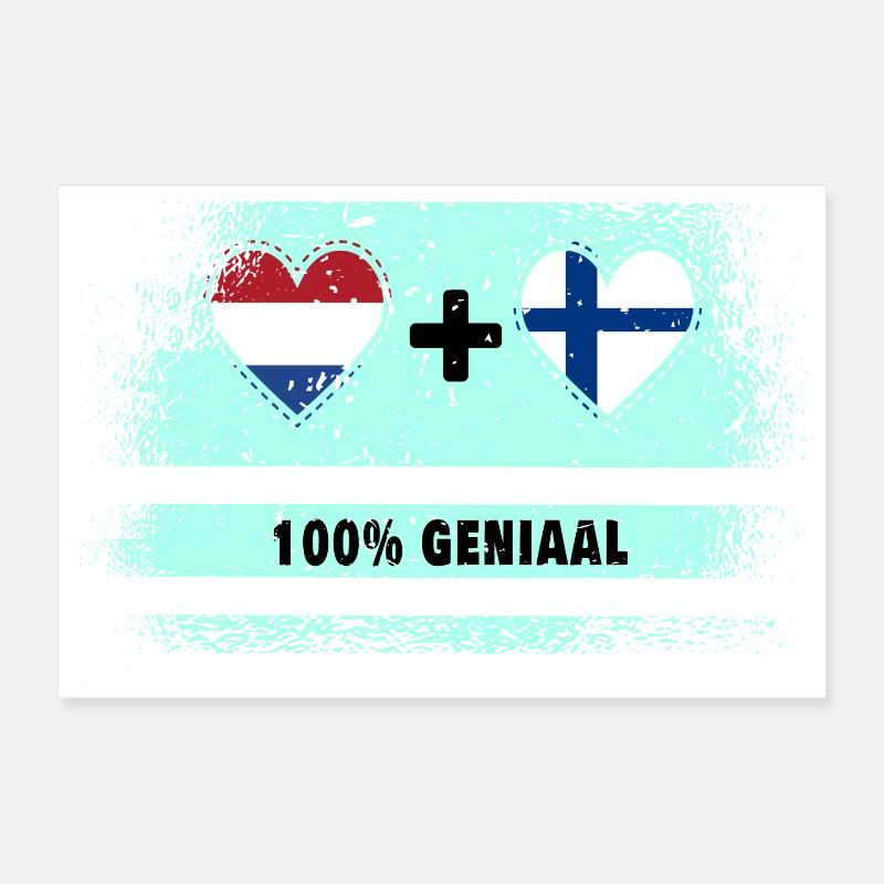 Drapeau 100% Genius de la Finlande et des Pays-Bas Poster 30 x 20 cm