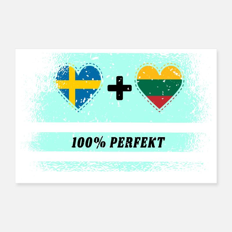 Lithuania and Sweden 100% perfect / gift Poster 12" x 8" (30x20 cm)