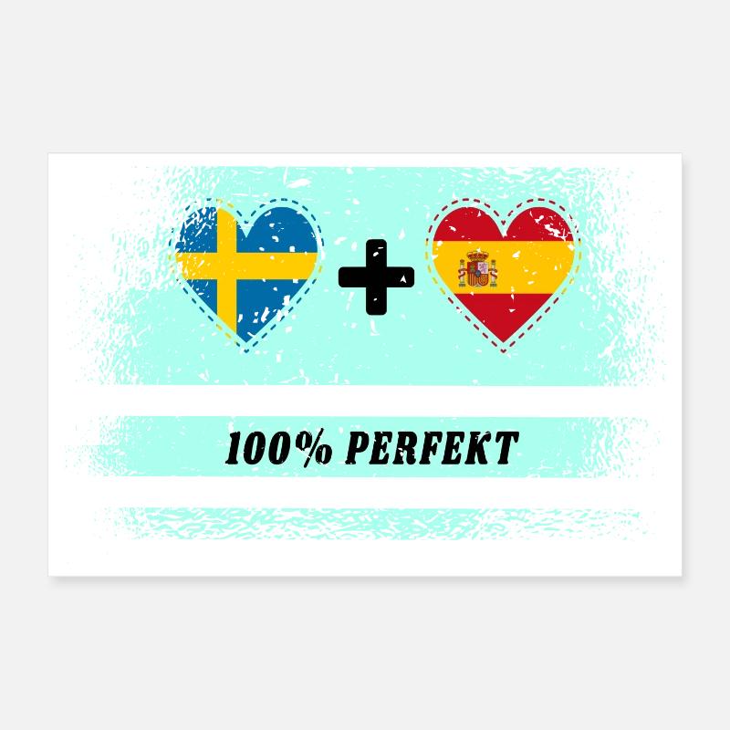 Spanien & Schweden 100% perfekt / Geschenk Poster 30x20 cm