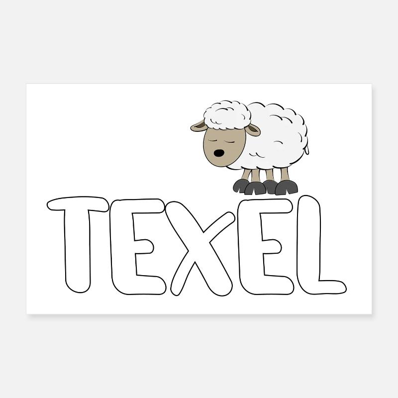 Texel de mouton (version colorée) Poster 30 x 20 cm
