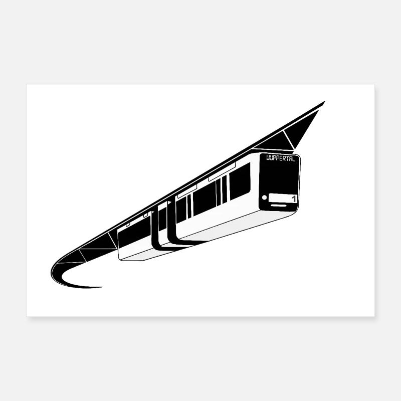Chemin de fer suspendu Wuppertal noir/blanc Poster 30 x 20 cm