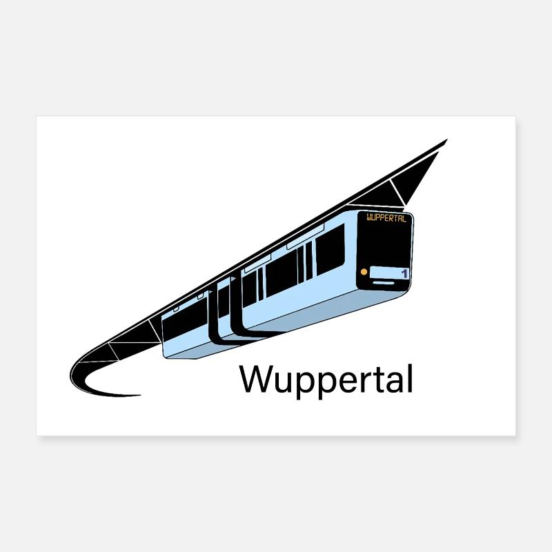 Wuppertal Schwebebahn Schrift bunt - Poster 30x20 cm - Weiß