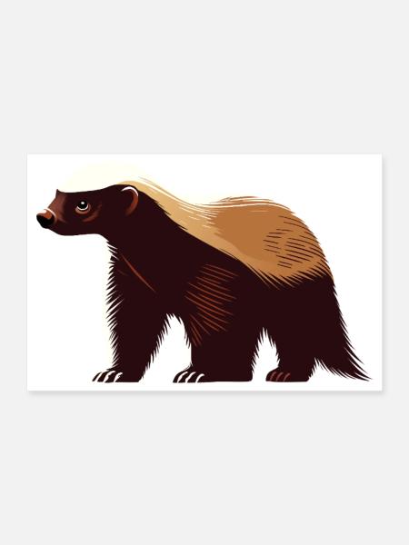 Honigdachs - Poster 30x20 cm - Weiß