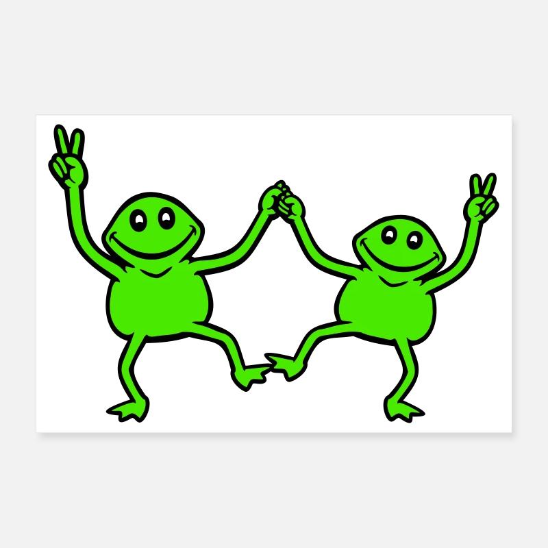 2 grenouilles dansant signe de paix victoire main équipe Poster 30 x 20 cm