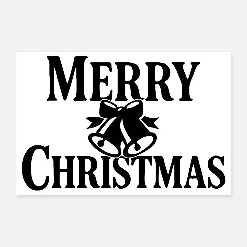 Classic Merry Christmas Design with Bells Poster 12" x 8" (30x20 cm)