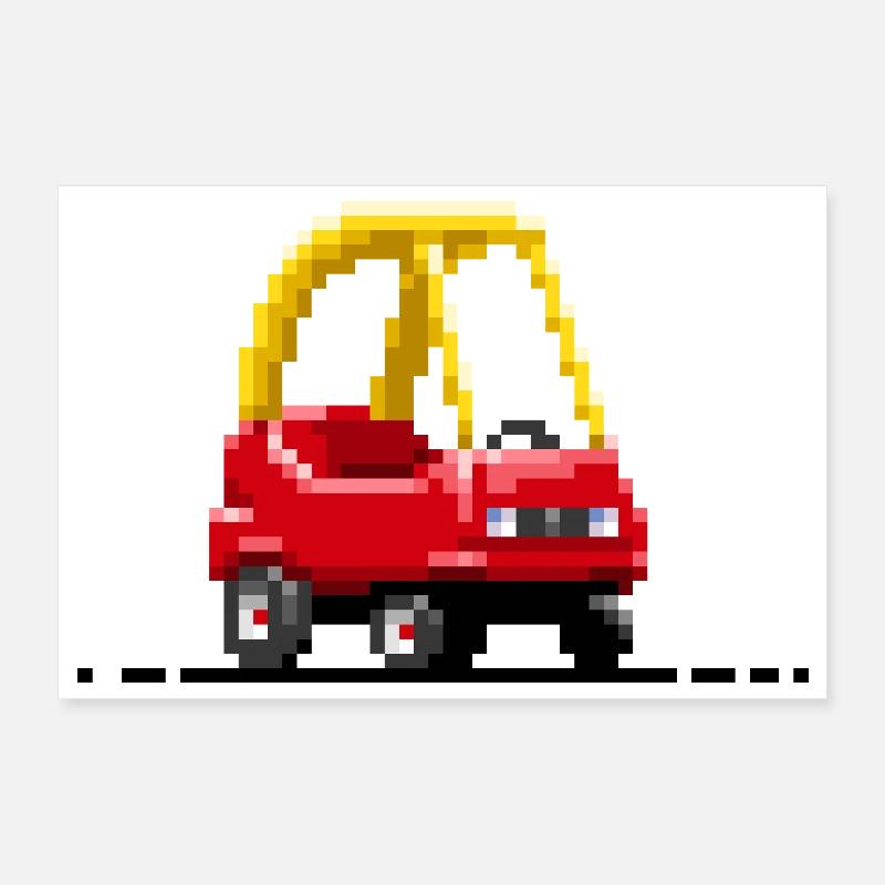 Children's Pixel Car Poster 12" x 8" (30x20 cm)