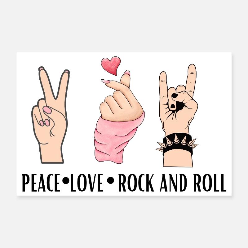 Paix, Amour, Rock And Roll Poster 30 x 20 cm