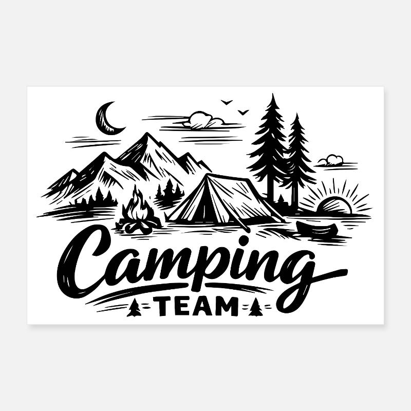 Camping Team Tent Poster 12" x 8" (30x20 cm)