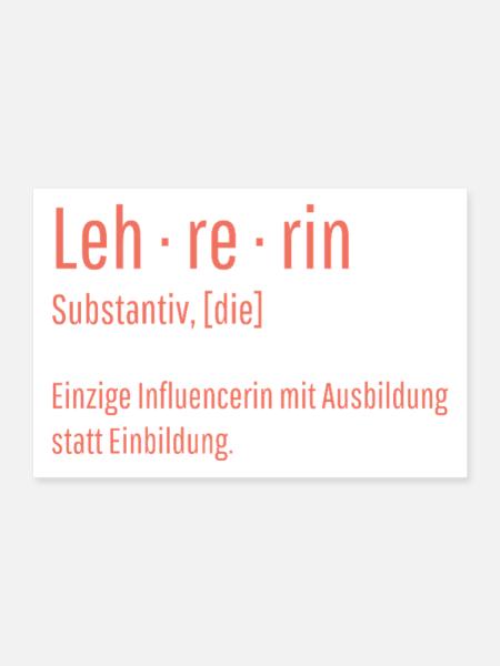 Lehrerin Substantiv Influencerin Schule Geschenk - Poster 30x20 cm - Weiß - Vorne