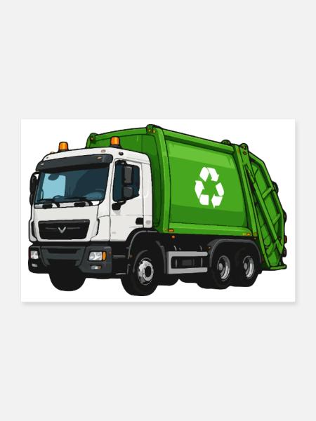 Grüner Müllwagen Recycling - Poster 30x20 cm - Weiß - Vorne
