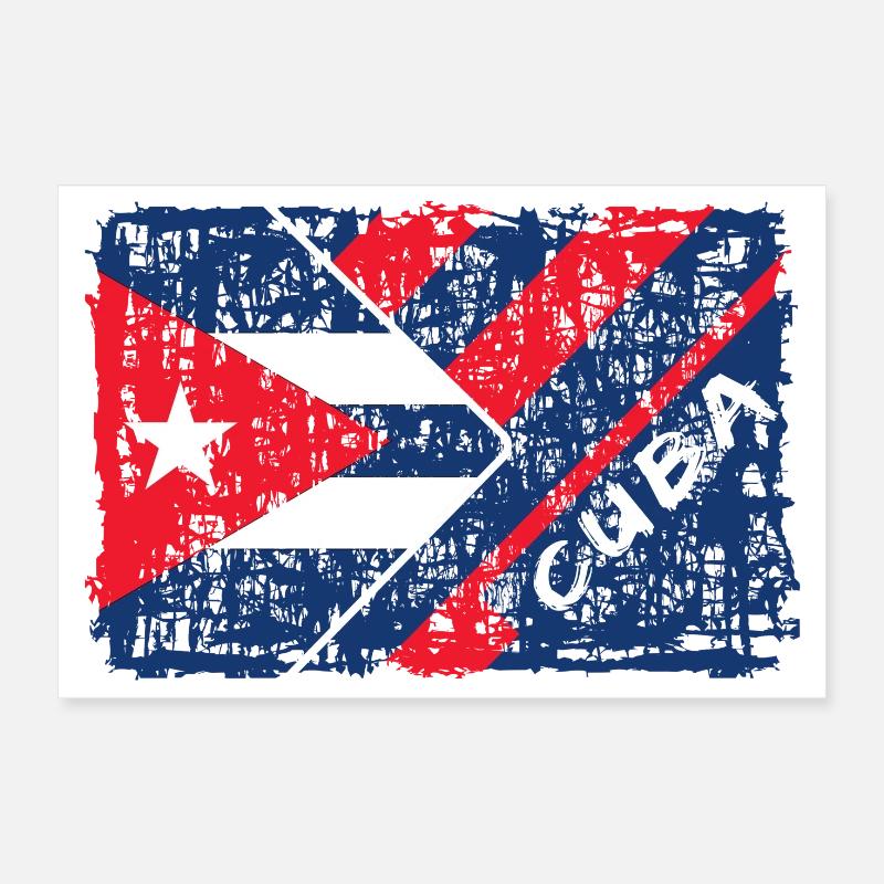 Cuba Flags Design / Gift North America Poster 12" x 8" (30x20 cm)