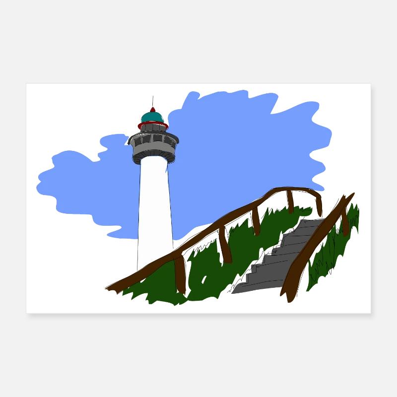 Leuchtturm Egmond - Poster 30x20 cm - Weiß