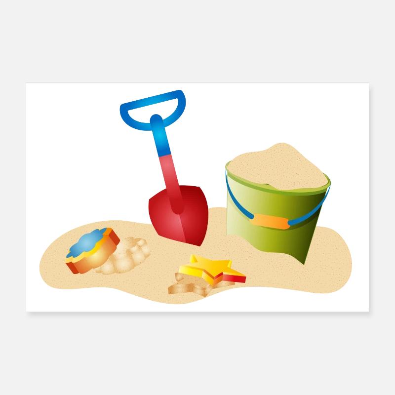 Sand Spielzeug am Strand oder im Sandkasten Poster 30x20 cm