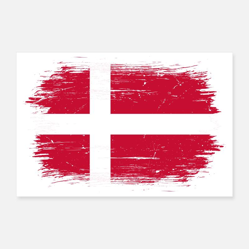 Conception du drapeau pinceau Grunge Dannebrog Poster 30 x 20 cm