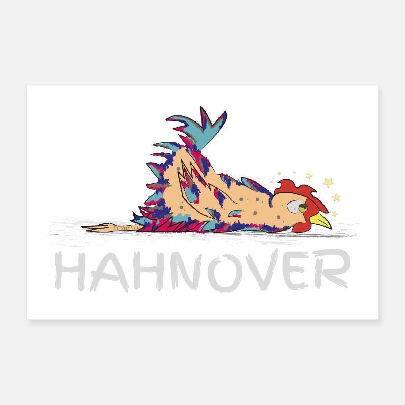 Hahnover... gerupfter Hahn, bunt Poster 30x20 cm